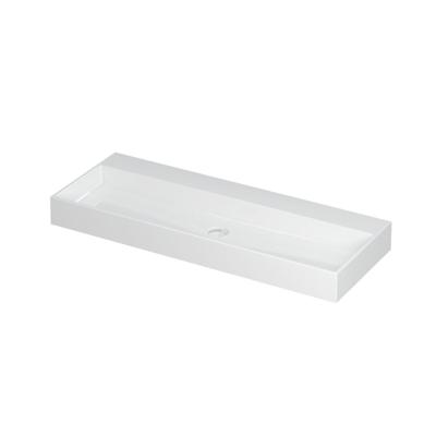INK United Wastafel Porselein Zonder Kraangat incl. Porseleinen Click Plug en Verborgen Overloop Systeem - 1200x450x110 mm - Glans Wit