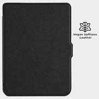 Lunso - Kobo Clara 2E hoes (6 inch) - Vegan Saffiano Leren sleep cover - Zwart - thumbnail