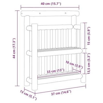 Wandplank met plank met opslag Bruin 40 x 13 x 44 cm Bamboe