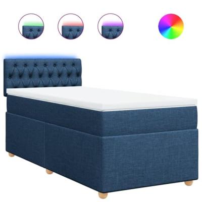 Boxspring met matras stof blauw 80x200 cm - thumbnail