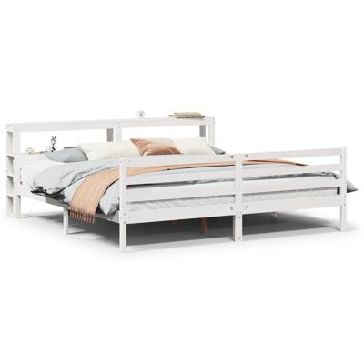 Bedframe met hoofdeinde zonder matras 200x200 cm wit