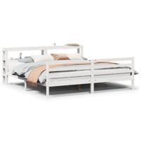 Bedframe met hoofdeinde zonder matras 200x200 cm wit - thumbnail