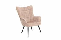 Moderne fauteuil SCANDINAVIA champagne fluweel zwart metalen poten met armleuningen - 44021 - thumbnail