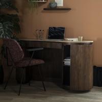 Eleonora Organisch Bureau 'Mari' Mangohout en Travertin, 129 x 60cm - thumbnail