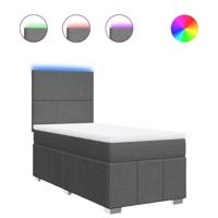 Boxspring met matras stof donkergrijs 90x200 cm - thumbnail