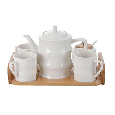 Set van koffiekopjes Home ESPRIT Wit Bamboe Porselein 240 ml