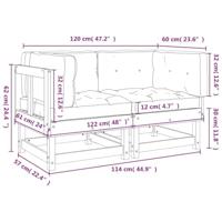 Hoekbanken 2 st met kussens massief douglashout - thumbnail