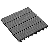 VidaXL Terrastegels diep reliëf 30x30 cm 1 m² hkc grijs 11 st - thumbnail
