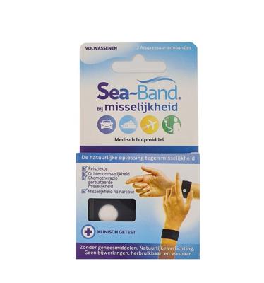 Sea Band Volwassene Anti-misselijkheid Armband Zwart 2 Stuks