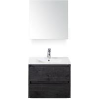 Dante Badmeubelset 60 cm - Black Oak - Keramische Wastafel Wit Enjoy met Spiegelkast - thumbnail