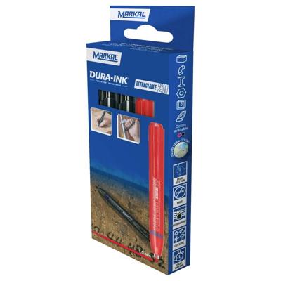 Markal DURA-INK RETRACTABLE 22252 Permanent marker Rood, Zwart Watervast: Ja