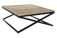 Hoofdtafel DKD Home Decor Zwart Natuurlijk Hout Metaal 120 x 120 x 55 cm - thumbnail