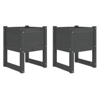 VidaXL Plantenbakken 2 st 40x40x52,5 cm massief grenenhout grijs - thumbnail