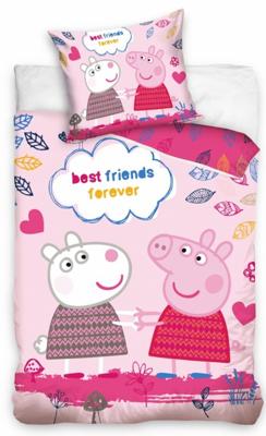 Peppa Pig dekbedovertrek best friends forever 140 x 200 cm - 60x70cm Peppa Pig dekbedovertrek best friends forever 140 x 200 cm - 60x70cm