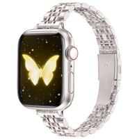 Stalen slim fit band - Sterrenlicht / Starlight - Geschikt voor Apple watch 44mm / 45mm / 46mm / 49mm - thumbnail