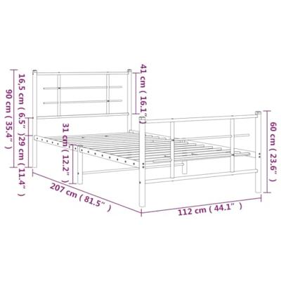 Bedframe met hoofd- en voeteneinde metaal wit 107x203 cm