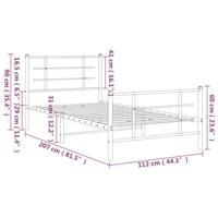Bedframe met hoofd- en voeteneinde metaal wit 107x203 cm - thumbnail