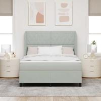 Boxspringbed met matras fluweel lichtgrijs 160x200 cm - thumbnail