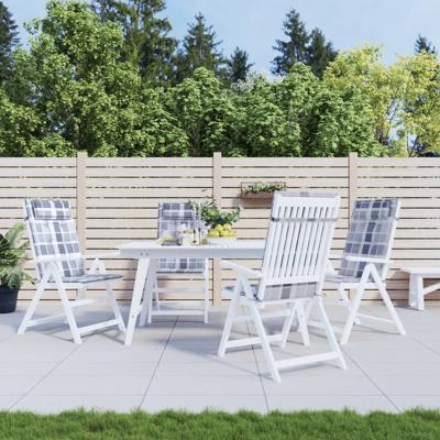 Stoelkussens 4 st hoge rug ruitpatroon oxford stof grijs