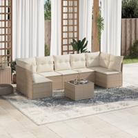 8-delige Loungeset met kussens poly rattan beige - thumbnail