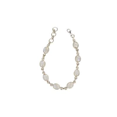 Zilveren Ovalen Armband Maansteen Regenboog Zilveren Ovalen Armband Maansteen Regenboog