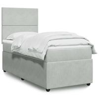 Boxspring met matras fluweel lichtgrijs 100x200 cm - thumbnail
