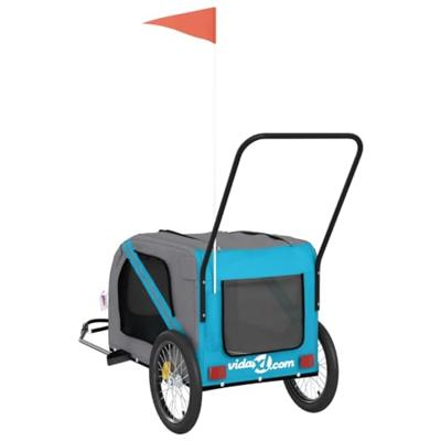 Hondenfietstrailer oxford stof en ijzer blauw en grijs - thumbnail