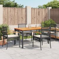 5-delige Tuinset met kussens poly rattan zwart - thumbnail
