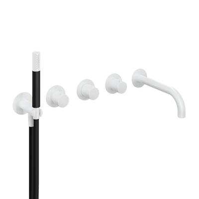 Hotbath Cobber afbouwdeel inbouw bad thermostaat met 2 stopkranen met uitloop mat wit CB7072EXTWH