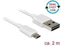 DeLOCK 84808 USB-kabel 2 m USB 2.0 USB A Micro-USB B Wit - thumbnail
