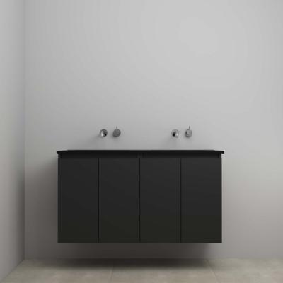 On-Line Onderkast - 120 cm - Voorgemonteerd - Greeploze Ladestructuur - Acryl Wastafel - zonder Kraangat - Mat Zwart