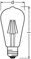OSRAM HOMELIGHTING 4058075434424 LED-lamp Energielabel E (A - G) E27 Peer 4 W = 40 W Warmwit (Ø x l) 64 mm x 143 mm 1 stuk(s) - thumbnail
