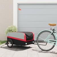 VidaXL Fietstrailer 45 kg ijzer zwart en rood - thumbnail