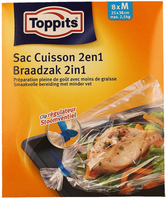 Toppits braadzakken 2-in-1 8xM