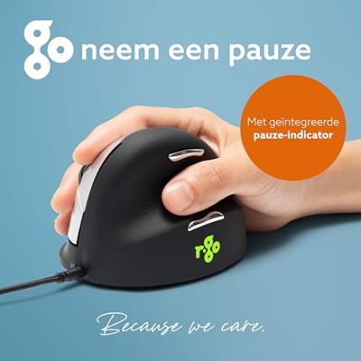 R-Go HE ergonomische muis, medium, met draad, voor rechtshandigen - thumbnail
