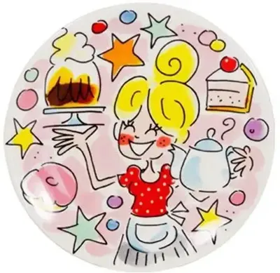Blond Amsterdam petit four bordje aardewerk girl 12x1.5cm multi