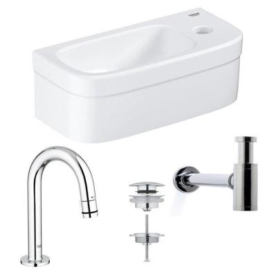 GROHE Euro fonteinset 37x18cm gebogen GROHE kraan Saniclass sifon afvoerplug Chroom Wit sw1175/0437366/sw6267/sw197129/ GROHE Euro fonteinset 37x18cm gebogen GROHE kraan Saniclass sifon afvoerplug Chroom Wit sw1175/0437366/sw6267/sw197129/