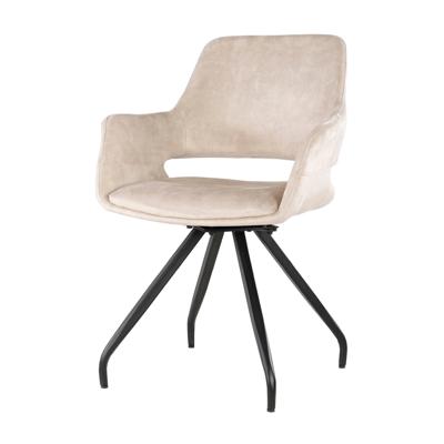Livingfurn Draaibare Eetkamerstoel 'Capp' Velvet, kleur Beige