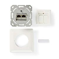 Netwerkwandcontactdoos | Cat 6a | 2x RJ45 female - Vlakke montage | Ivoor - thumbnail
