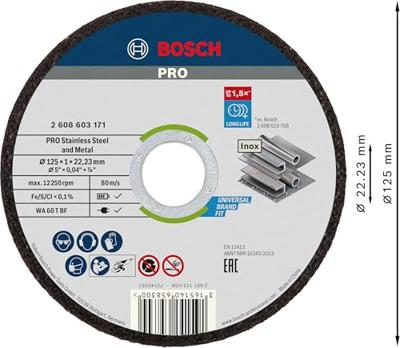 Bosch Accessoires 100x Doorslijpschijf Inox (RVS) 125X1X22.23 in emmer - 2608626113 - thumbnail