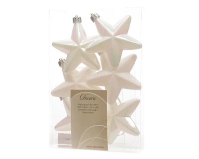 6 Sterren plastic glans-mat 7.5cm wit iris KSD - Ksd