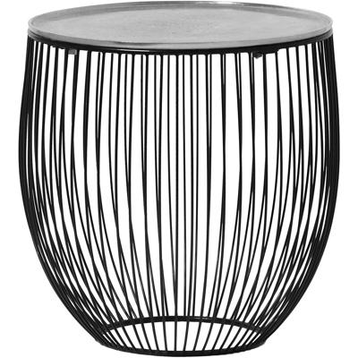 Ronde Bijzettafel Metaal 42cm - Zwart en Zilver Design