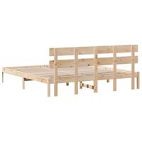 Bedframe met hoofdeinde Bruin 180 x 200 cm Massief grenenhout - thumbnail