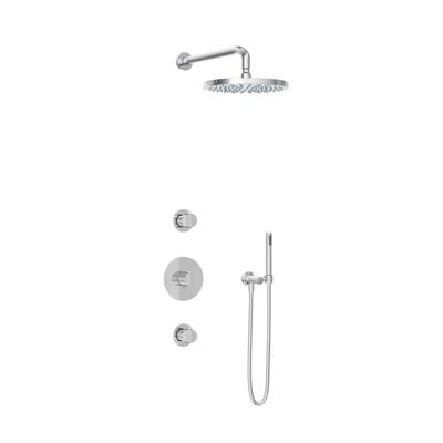 Hotbath Buddy - Inbouw Regendoucheset - 2 Stopkranen - Thermostatisch - Wandarm 35 cm - Hoofddouche 300 mm - Staafhanddouche - Waterbesparend - V01