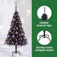 VidaXL Kerstboom met 150 led met standaard zwart 120 cm pvc - thumbnail