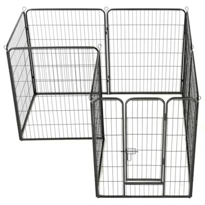 VidaXL Hondenren met 8 panelen 80x100 cm staal zwart - thumbnail