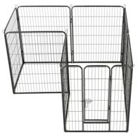 Hondenren met 8 panelen 80x100 cm staal zwart - thumbnail