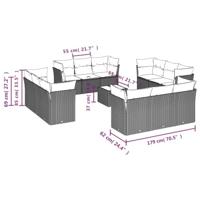 13-delige Loungeset met kussens poly rattan beige - thumbnail