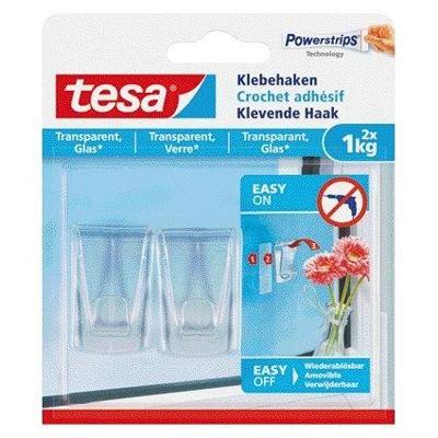 Klevende haak tesa® 1kg transparant 2 stuks Klevende haak tesa® 1kg transparant 2 stuks