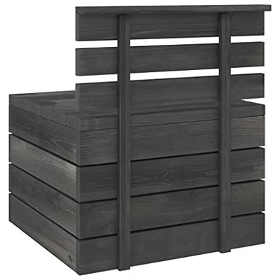 2-delige Loungeset pallet massief grenenhout donkergrijs - thumbnail